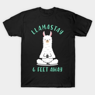 Llamastay 6 Feet Ây Funny Llama Social Dítancing T-Shirt